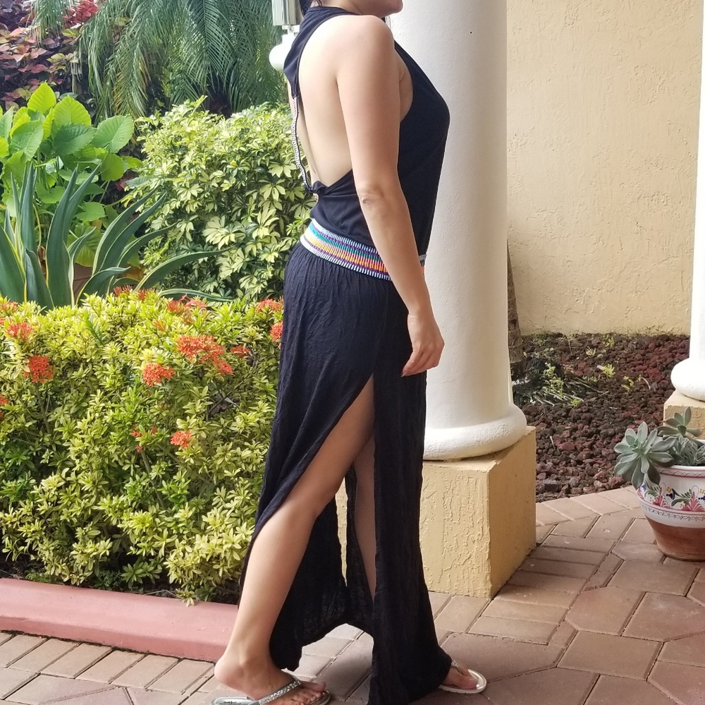 BLACK RACER BACK CROCHET DRESS - Picture 6 of 8